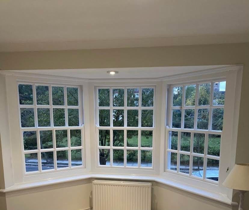 White painted bay window